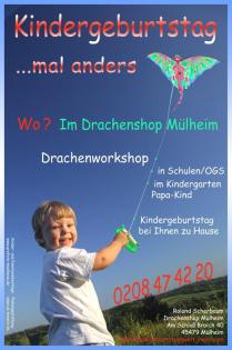 Papa & Kind Drachenbasteln im Kindergarten/ Kindergeburtstag Mülheim an der Ruhr