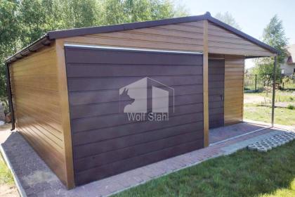 Blechgarage 6x6m Metallgarage Fertiggarage Holzoptik Hohe Qualität ID204