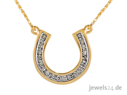 Halsschmuck, Halskette mit Anhänger, Collier, Diamanten und Gold günstig vom Her
