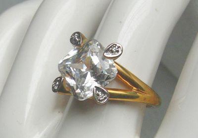 Solitärring 925 Silber, vergoldet mit gefassten Zirkonia