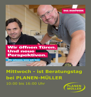 Jeden Mittwoch - Beratungstag bei PLANEN-MÜLLER GmbH!