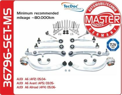 QUERLENKER SATZ LENKER SPURSTANGE AUDI A6 4F 4F2 VORNE SPORT VERSTÄRKT 36796-SET