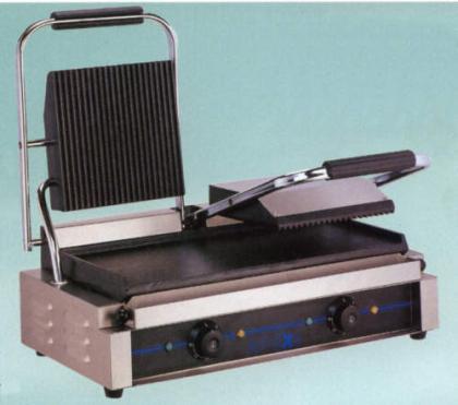 Elektro-Doppel-Kontaktgrill Grillplatten gerillt
