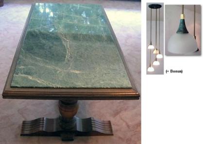 Massiver Eiche rustikal WZ-Tisch mit Marmorplatte + Lampe