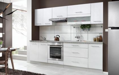 Einbauküche Küchenzeile Küchenmöbel Küchenset Hochglanz Küchenblock 2, 6m 8tlg.