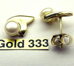 SPITZPERL-OHRSTECKER, GOLD 333