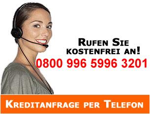 Kredit-Telefon - gebührenfreie Hotline