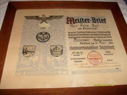 Meisterbrief aus dem 3.Reich