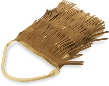Praktische Handtasche Damentasche Beutel Shopper Bag mit Fransen Boho camel