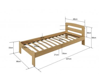 Kieferbett Massivholz Einzel Nuss Bettrahmen 90x200cm KBD01/ NU
