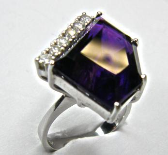 AMETHYST-BRILLANTRING, 585 WEI