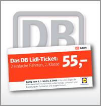 Lidl Bahn Ticket für 2 Fahrten Deutschlandweit 65 Euro