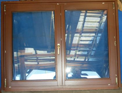 Meranti Fenster Farbton teak endbesichtet 1. Wahl