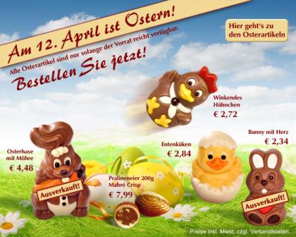 Am 12. April ist Ostern! - Verschenken Sie mal feinste Schokolade!