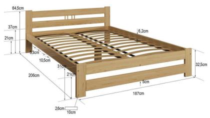 Ökologisches Holzbett EHB 09 180x200 Bett aus Kiefernholz mit Lattenrost