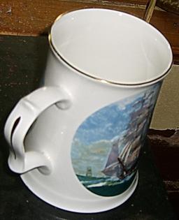 Segelschiff Porzellan Krug Royal Worcester Hammersley Bone China