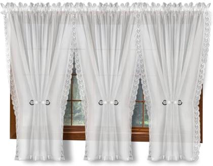 Fertige Gardine CORDOBA 600x180 oder 600x150 Weiss Voile Fensterdekoration Vorhä