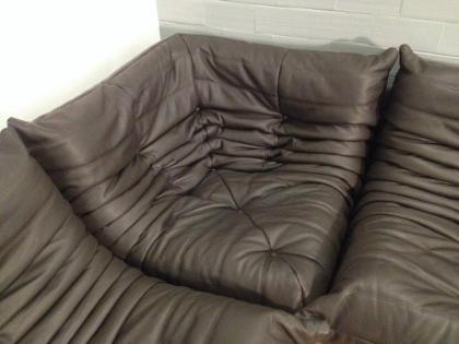 Togo Ligne Roset echtes LEDER SCHOCKOLADENBDAUN, 4-teilig, neuwertig!