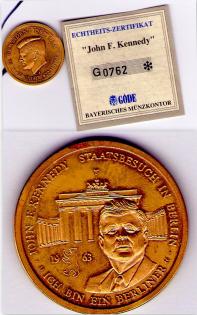 John F.Kennedy Münze mit Echtheit-Zertifikat