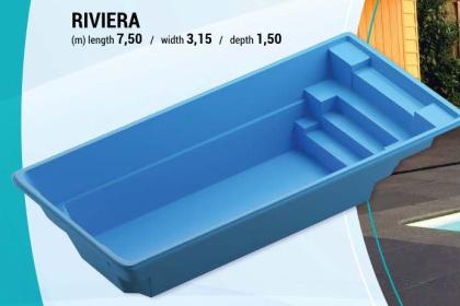 Gfk Pool Riviera 7, 5 komplett set Becken Schwimmbecken Technik Vivapool