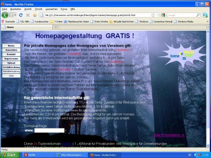 Homepagegestaltung GRATIS     Webspace GRATIS  