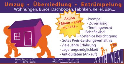 Umzug , Übersiedlung , Entrümpelung , www.artniveau.at