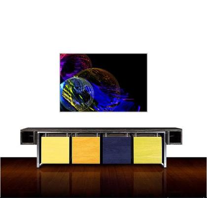 Computergrafik 120x80 cm, neu, schwarz und Blautöne modern