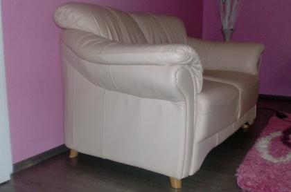 Ledergarnitur Longlife 2 und 1 er Sitz Creme 