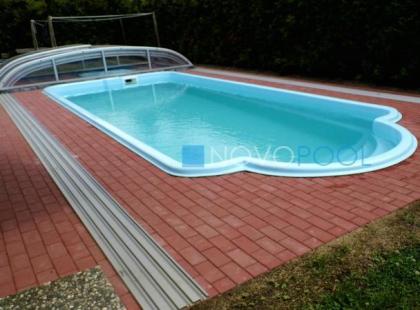 GFK Pool Ueberdachung 860 Klarglas flache Schienen PREISHIT!!