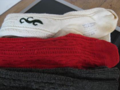 4 Paar Herren Trachtensocken weiß, rot, braun, Schurwolle getragen TOP Gr. 42-43