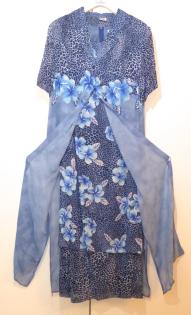 Blaues Abendkleid mit Mantel, Gr. 42