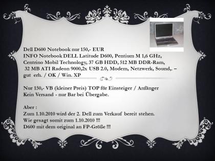Notebook Dell D600 preiswert nur 150,€ VB