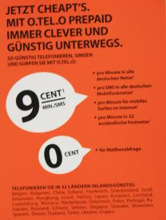 O.tel.o Prepaid Discounter 10€ SGH zum Preis für 5 €
