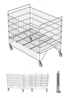 Klappbare armierter Rollwagen (Rollenkorb, Ballwagen) für Wäschelogistik. Modell