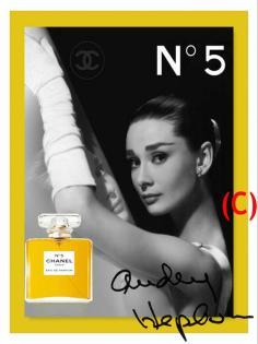 AUDREY HEPBURN auf Textil im Keilrahmen! Signierte Wanddeko. Chanel No. 5. Wands
