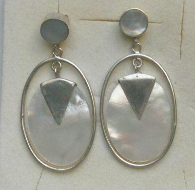 Perlmuttohrringe, 925 Silber