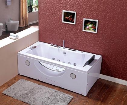 Badewanne Whirlpool Jacuzzi verchromte Düsen LED Rechteckig Ozonsystem 180x90x61