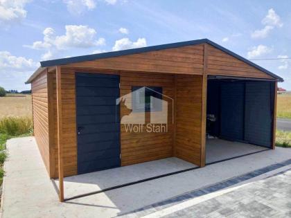 Blechgarage 6x6m Metallgarage Fertiggarage Stahlgarage Holzoptik ID274
