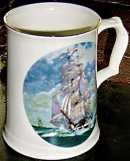 Segelschiff Porzellan Krug Royal Worcester Hammersley Bone China