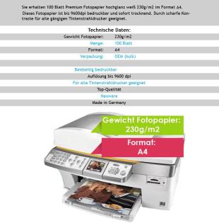 50 Blatt DIN A4 Fotopapier Druckerpapier Papier 230 gsm hochglanzend Foto NEU