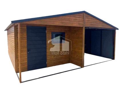 Blechgarage 6x6m Metallgarage Fertiggarage Stahlgarage Holzoptik ID274