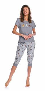 Pyjama 2 tlg. Nachtwäsche 3/ 4 Hose T-Shirt aus 100% Baumwolle