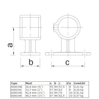Rohrverbinder Handlaufhalterung 21, 3-60, 3 mm Feuerverzinkter&Galvanisierter Ko