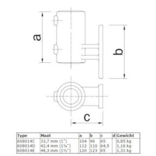 Rohrverbinder Wandhalter Vertikal 21, 3-60, 3 mm Feuerverzinkter
