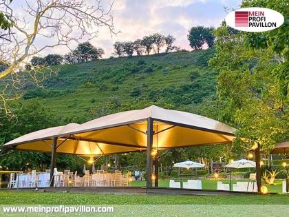 Pavillon 6x6 Überdachung Pagodenzelt Festzelt Pvc Terrassendach Pergola Terrasse