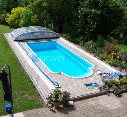 GFK Pool Ueberdachung 860 Klarglas flache Schienen PREISHIT!!