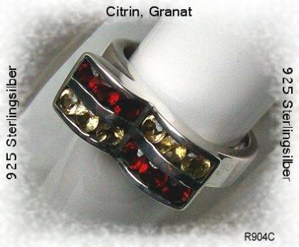 Ring, 925 Silber, Granat, Ciitrin
