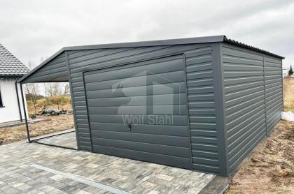 BLECHGARAGE 4M X 5M SCHWINGTOR ANTHRAZIT SATTELDACH GP263