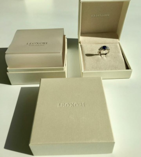 Weißgold Ring mit Saphir und Diamanten