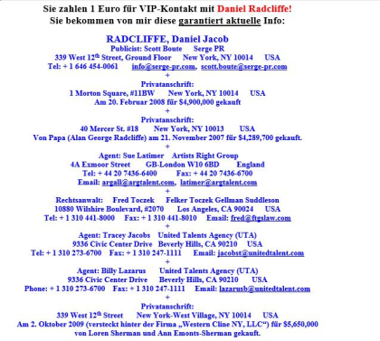 1 Euro pro VIP-Kontakt weltweit! Hausanschrift. PLZ. Telefon + Fax!